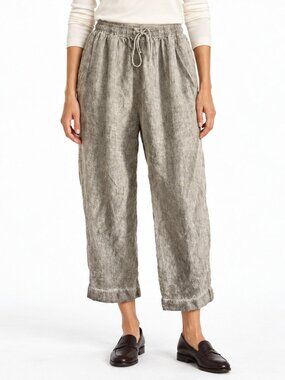 Chyenney Drawstring Cropped Wide Leg Pants Size Large/X-Large Lagenlook